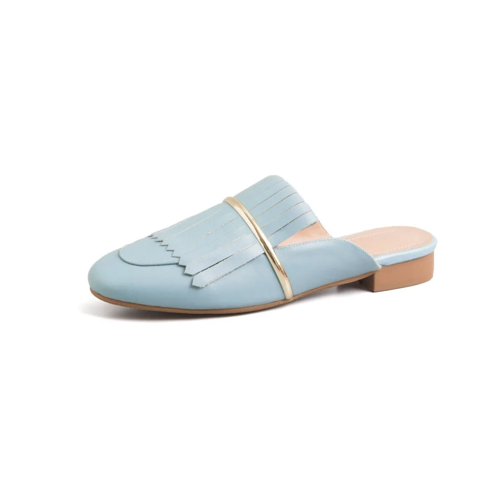Cuero De Fiesta Lenkisen Del Light Genuino Tamaño Sandalias Gran Borla Pie Caliente Decoración Venta apricot Blue Cuadrado Tacón Bajo Boda Dedo Metal L28 Bombas xrw7rqaYI