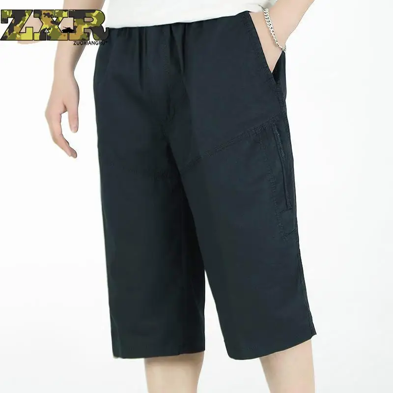 Летние мужские мешковатые военные шорты с карманами на молнии, мужские бриджи, мужские длинные армейские шорты зеленого цвета и цвета хаки, мужские тактические шорты размера плюс