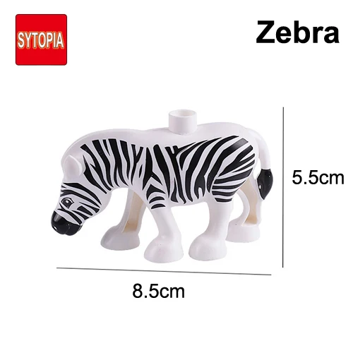 Большой размер животные Кошка Собака динозавр блоки фермы зоо детские блоки аксессуары Блоки Игрушки для девочек мальчиков - Цвет: Zebra
