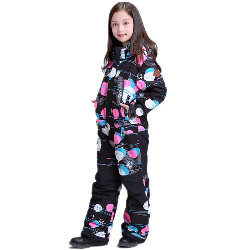 GSOU/цельная лыжная куртка для девочек; детский спортивный костюм; водонепроницаемый комбинезон для сноубординга; детский лыжный комбинезон; комбинезоны; пальто