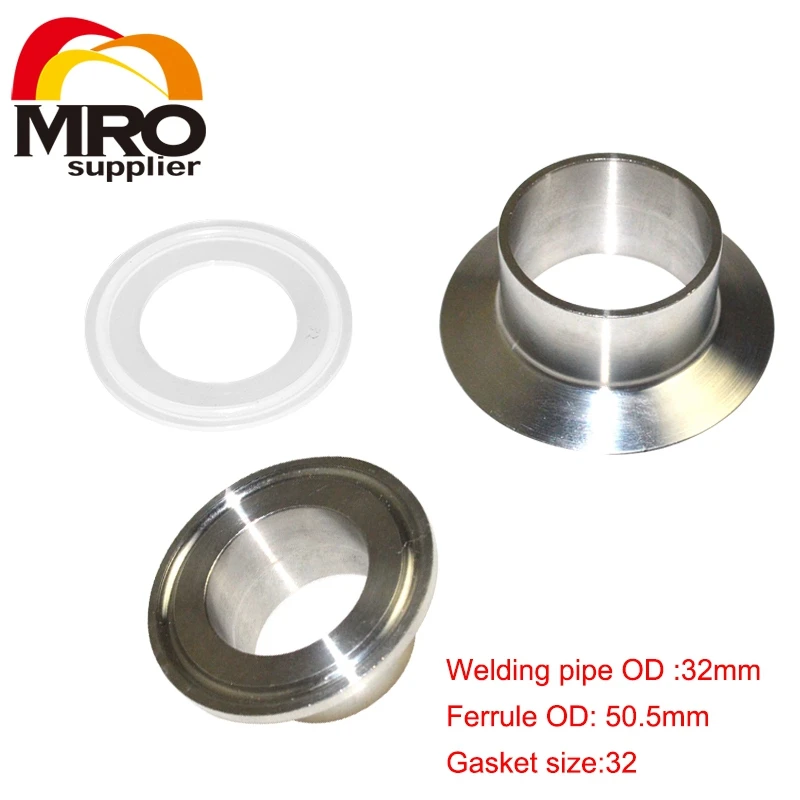 

2 Pcs 1-1/4" 32mm Weld on Ferrule Sanitary Pipe Fitting SUS SS304 + Silicon Gasket SWG-32