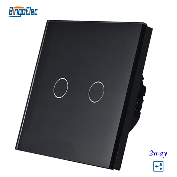 2 банды 2way черный хрусталя сенсорная панель датчик умный выключатель света, ЕС/ВЕЛИКОБРИТАНИЯ стандартный AC110-240V Бесплатная доставка