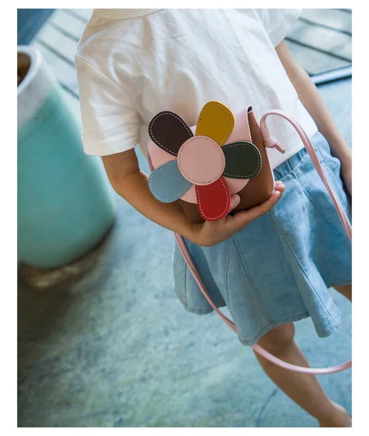 Новинка года; детская сумочка с цветочным рисунком; Милая цветная Сумочка с пятью лепестками цветов; мини-сумка принцессы из искусственной кожи для девочек