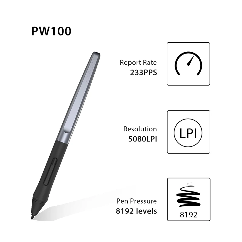 Huion-Caneta sem bateria, H640P, H950P, H1060P, H610PRO, V2-PW100