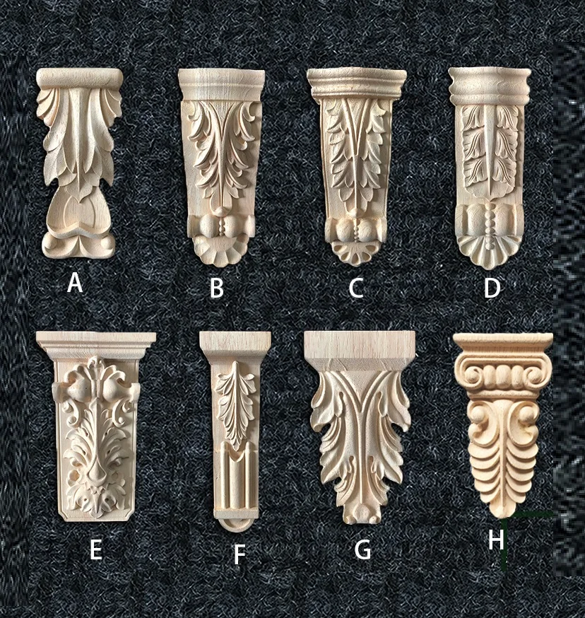 

2Pcs/Lot Premintehdw Unfinished Solid Rubber Wood European Carved Corbel Corbel Scroll Acanthus Concise