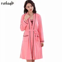 Брендовый комплект из двух предметов, осенне-зимние халаты с длинными рукавами, хлопчатобумажная ткань, платья для женщин, большие размеры, женская одежда для сна банный халат 3XL