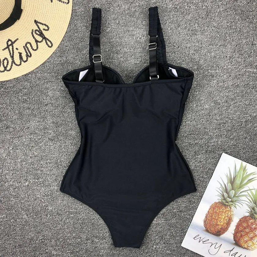 Женский цельный купальный костюм maillot de bain femme однотонный красный и черный цвета
