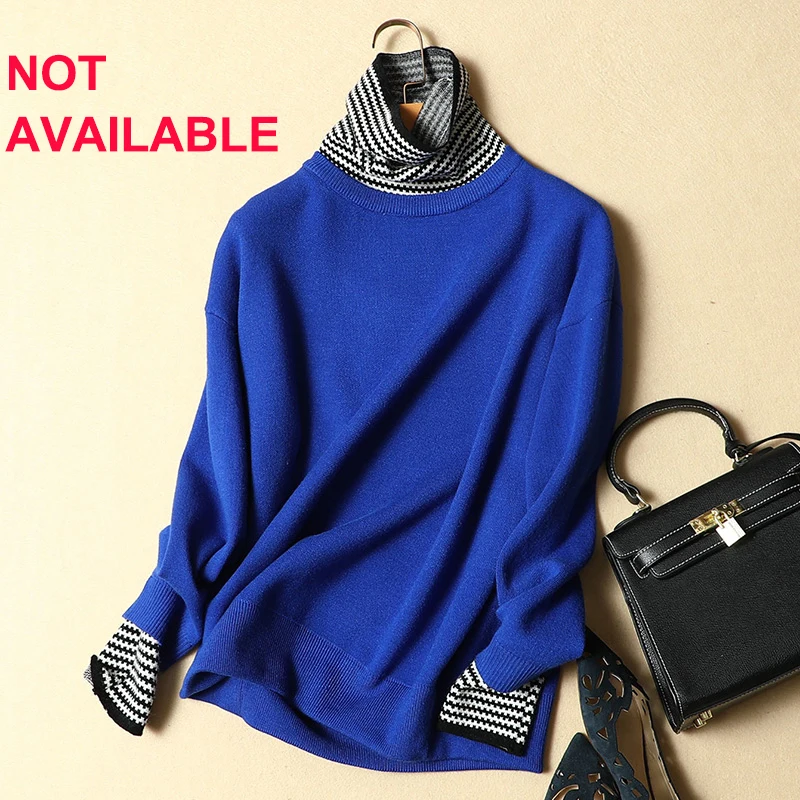 ONLY Yellow AND Red AVAILABLE winter women sweater female loose striped turtleneck pullovers female loose thick warm sweater