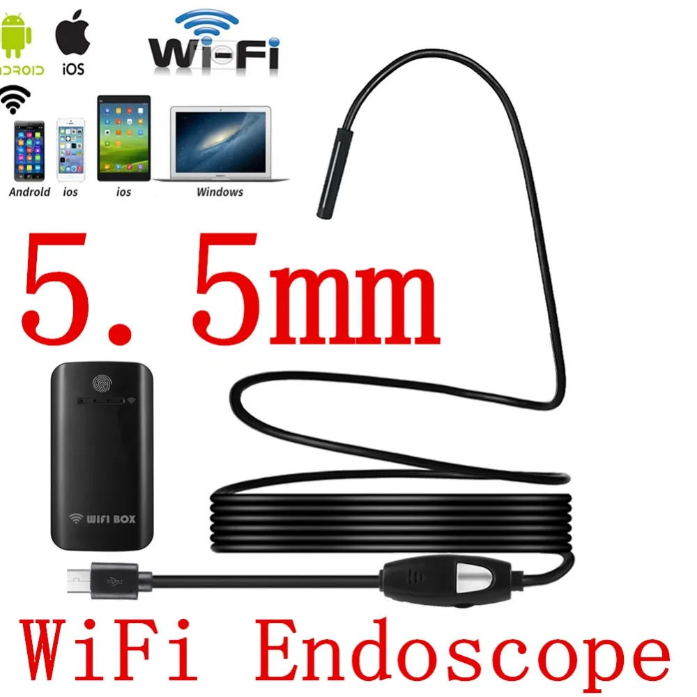 

5.5mm WIFI Borescope Camera Inspection Pipe The wifi endoscope compatible with iOS Android Windows Mac systems 1M USB Cable