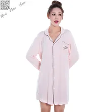 Summer Fashion Long Sleeved Cotton Sleepwear for Women Tops Black Pink Blouses&Shirts Dress Sexy Nightie Nightgown Sleepshirts