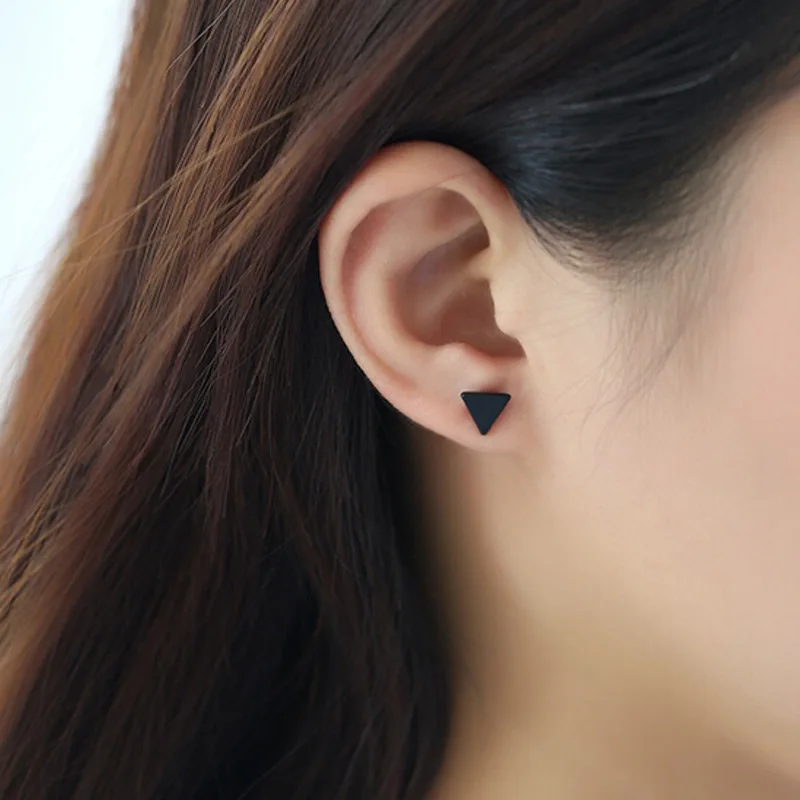 

2019 New Arrival Round Triangle Black Color Stud Earring For Women 17 Design Geometric Flower Star Earrings Jewelry
