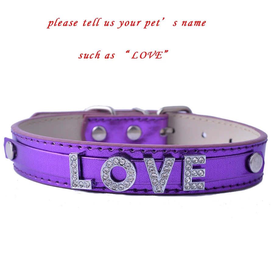 Free DIY Name Personalized Dog Collar Fashion Leather Collars For Small