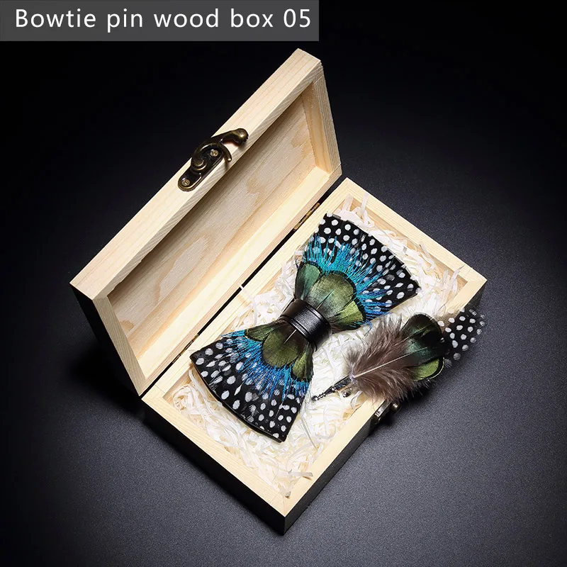 Bowtie pin wood box5 JEMYGINS, дизайн, галстук-бабочка, перо, бант, изысканная ручная работа, Мужская брошь для галстука-бабочки, деревянная булавка, подарочный набор, Свадебная вечеринка - Цвет: Bowtie pin wood box5
