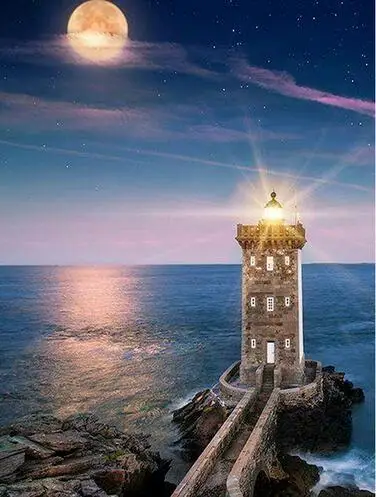 Full Square/Round Drill 5D DIY Diamond Painting "Sea lighthouse" 3D Embroidery Cross Stitch Mosaic child decoration Gifts YU443 - Color: Yellow