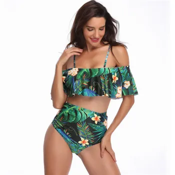 

Cikini Bikini Set Women Sexy Ruffles bikini high waist flora Swimsuit Monokini Bodysuit Swimming Suits Swim Halter Swimwear