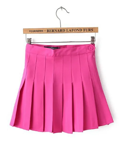 Плиссированная юбка в консервативном стиле с высокой талией, Женская однотонная тонкая мини-короткая юбка, 8 цветов, XS-L - Цвет: hot pink