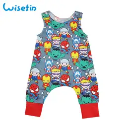 Wisefin/Детские комбинезоны с рисунком летние детские комбинезоны одежда для малышей герои комплекты одежды для новорожденных Костюм