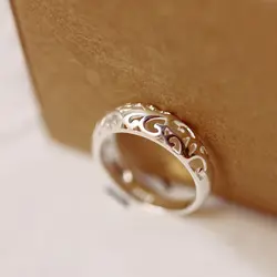 925 пробы Серебряное кольцо Мода листьев форма резные и полые для элегантных дам ювелирные изделия anillos