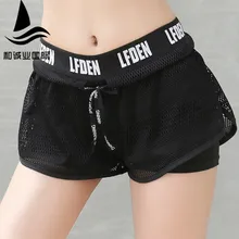 Женский Быстросохнущий Йога Двухслойный спортивный короткий Спорт на открытом воздухе, фитнес тренажерный зал Йога регулируемый пояс беговые шорты