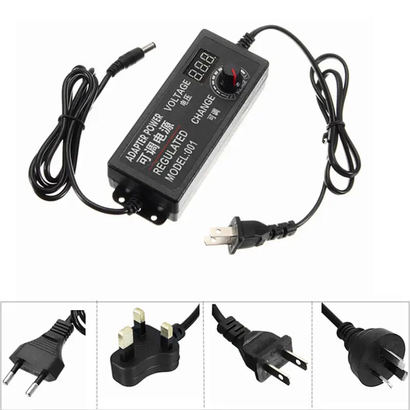 9 24V 1A 3A AC/DC Регулируемый адаптер питания переключение 110 220V на 12V EU US штекер для