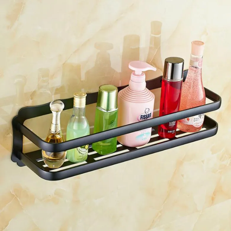 High Quality Aluminum Bathroom Shelf Black Bathroom Shelves Rack