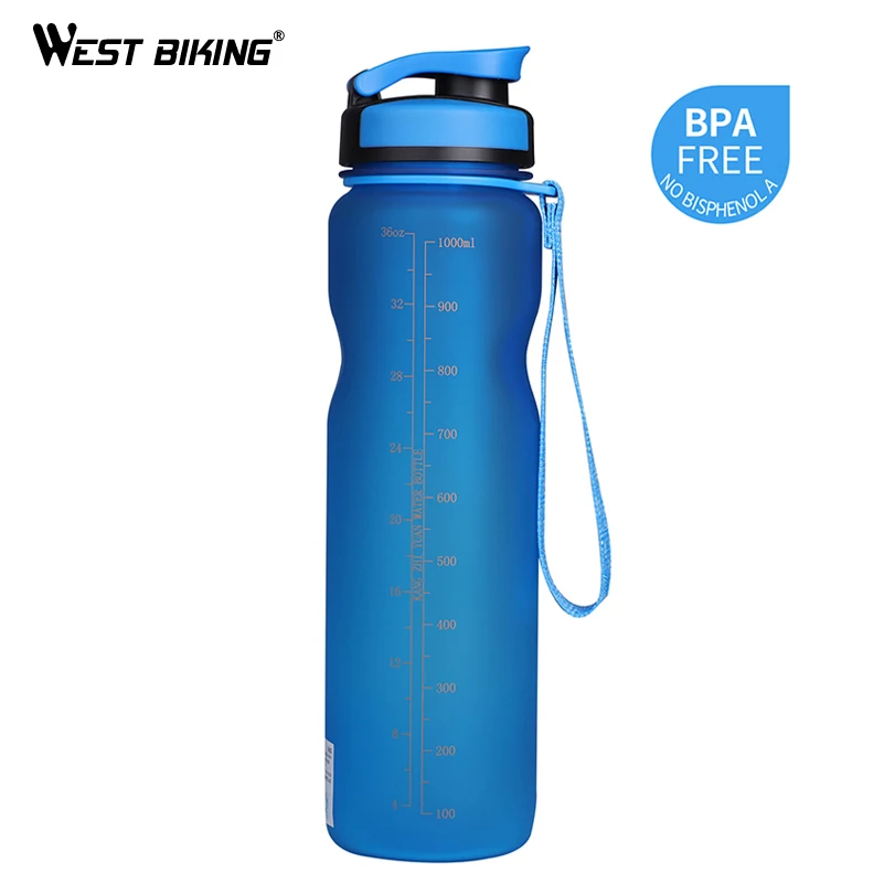 WEST BIKING BPA FREE Cycling Water Bottle 1000ML Leak-Proof Bicycle Kettle Ciclismo Anti-skid Portable Outdoor Sport Bike Bottle