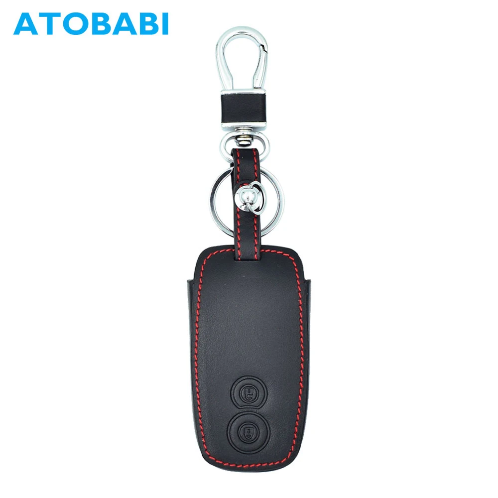 

ATOBABI 2 Buttons Leather Car Key Case Holder Keychain Skin for Suzuki SX4 Grand Vitara Swift Smart Remote Fob Shell Key Cover