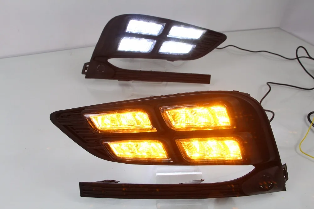 

eOsuns led drl daytime running light for chevrolet cruze 2016 2017 with yellow turn signal, wireless control