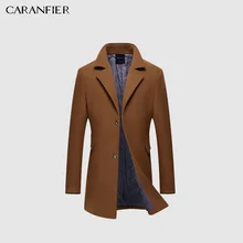 CARANFIER, новинка зимы, мужские шерстяные пальто с отложным воротником, одноцветные, мужские, sobretudo, модные, приталенные, длинные, мужские, брендовая, шерстяная верхняя одежда