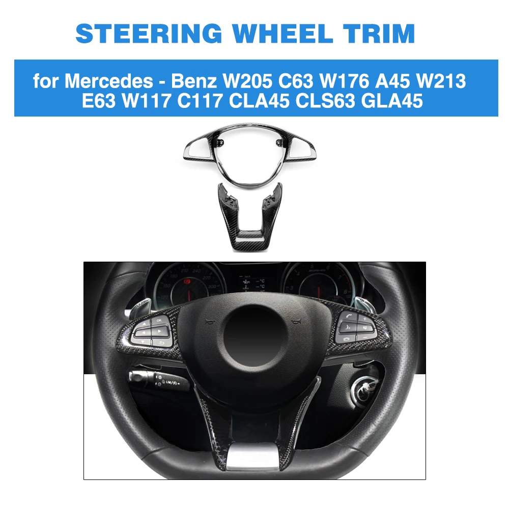 

Carbon Fiber Steering Wheel Patch Trim Cover For Mercedes-Benz W205 W213 W176 W177 GLA45 A45 CLA45 CLS63 C63 E63 AMG