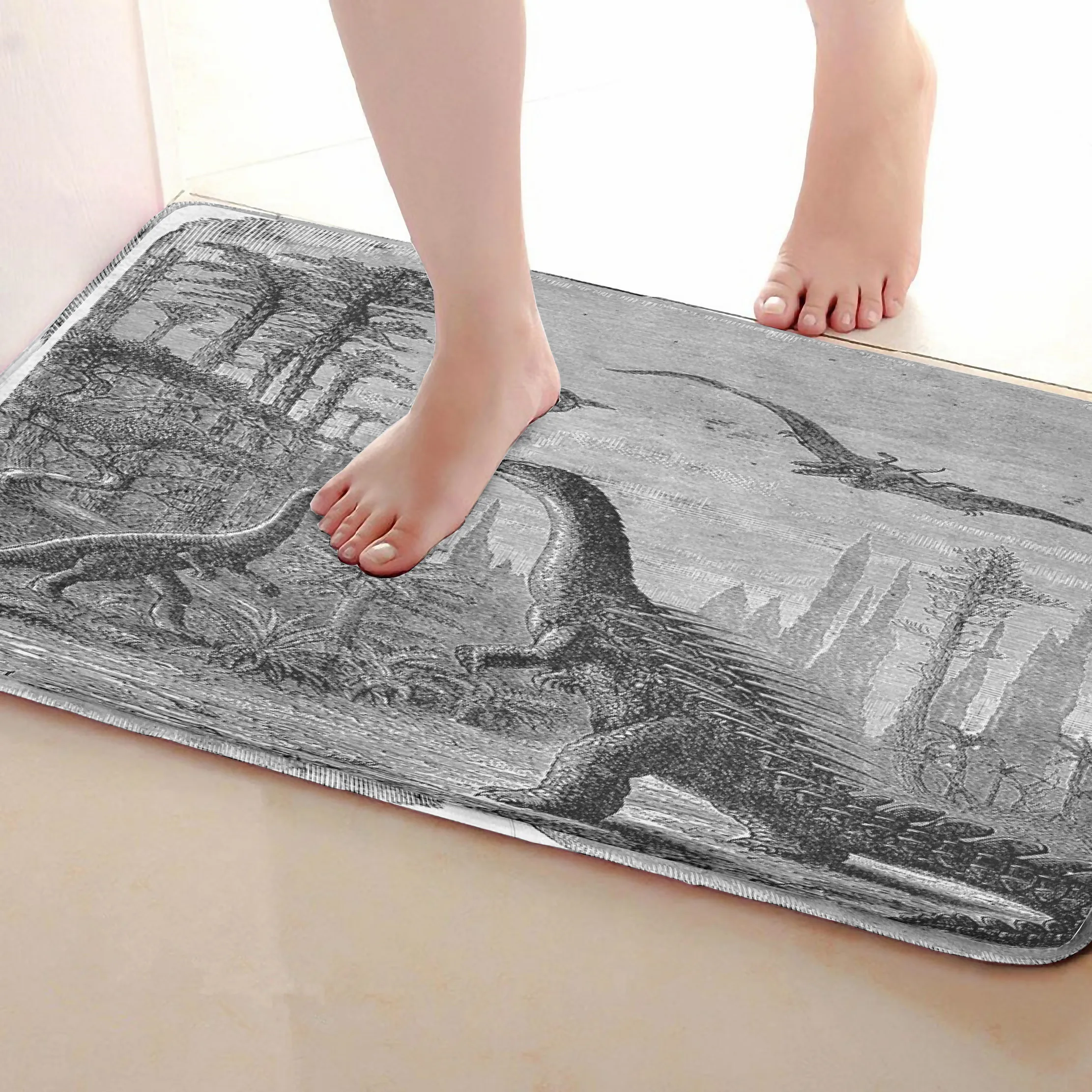 Коврик для ванной комнаты в стиле динозавра, забавный Противоскользящий коврик для ванной, аксессуары для душевой занавески, соответствующие вашей душевой занавеске