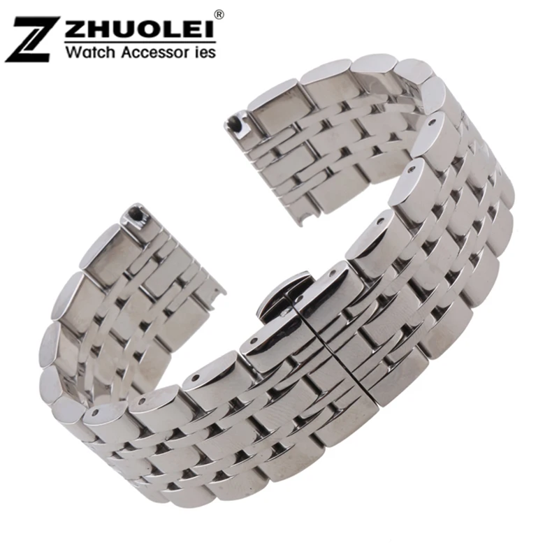 

for AR watchband 16mm 18mm 20mm 22mm New Heavy silver Polished Stainless Steel Watchband Strap Bracelets Free Shipping