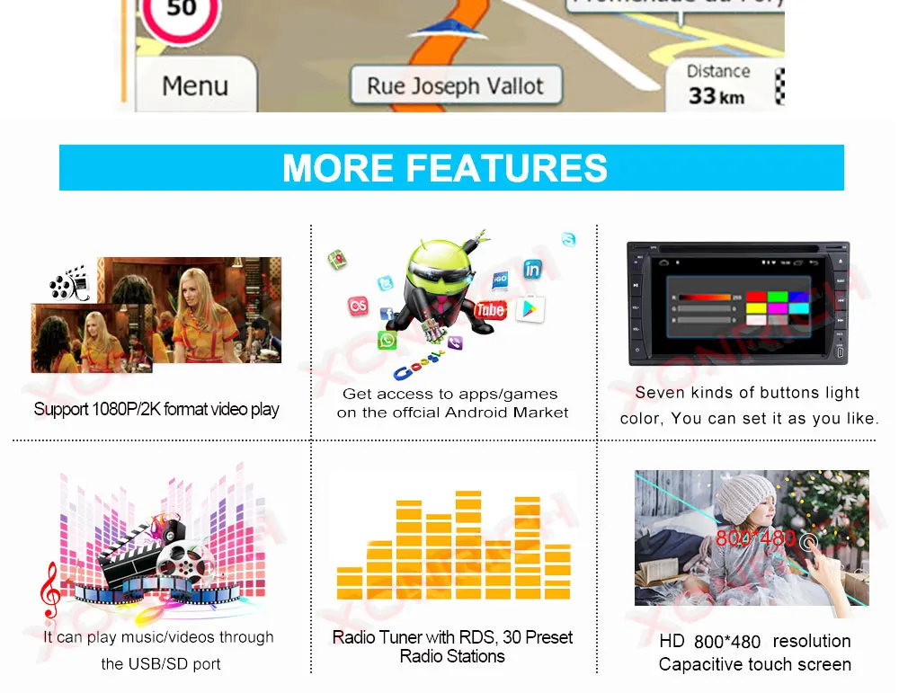 Excellent Autoradio 2 Din Android 9.0 Car Radio Stereo Car DVD Player For Nissan GPS Navi Wifi Bluetooth Audio Head unit 173mm * 98mm 20