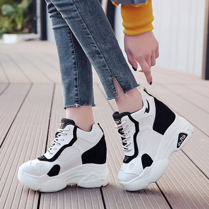 New 2019 Fashion Spring Women Sneakers Breathable Mesh Platform Wedge Heels Shoes 11CM Casual Shoes Woman Zapatillas Deportivas New 2019 Fashion Spring Women Sneakers Breathable Mesh Platform Wedge Heels Shoes 11CM Casual Shoes Woman Zapatillas Deportivas