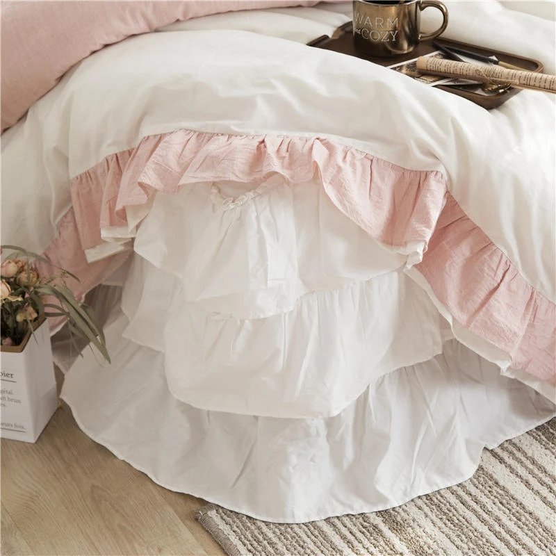 Комплект постельного белья в стиле принцессы; Комплект постельного белья для девочек; хлопковое постельное белье; пододеяльник; юбка; наволочка с кружевом; Комплект постельного белья