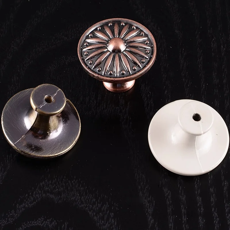 Retro Red Bronze Kitchen Cabinet Knobs Cupboard Door Zinc Alloy