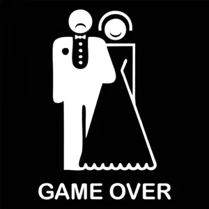 30x21cm Game Over Bride Groom Design Wedding Car Sticker Decor Ged Married Window Rear Windshield Decal Stickers CL255
