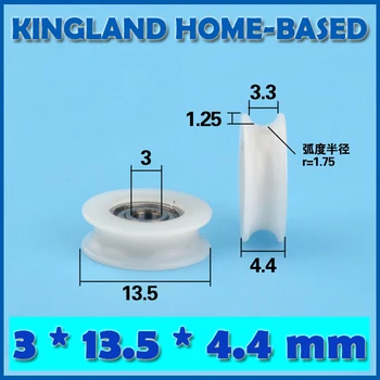 

10Pcs 3*13.5*4.4mm Stainless Steel Bearing U Groove Roller Stainless Groove Sliding Wheel Roller DIY Sliding Window Rollers