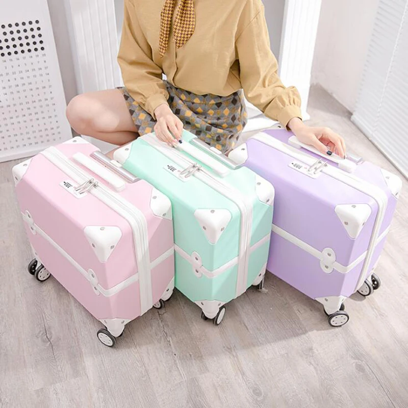 

TRAVEL TALE 18" cabin travel suitcase retro carry on small rolling luggage trolley travel bags for girl