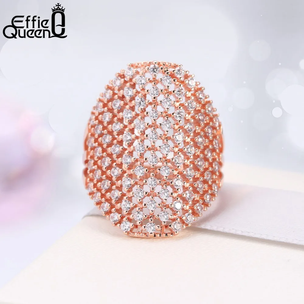 

Effie Queen Fashion Cubic Zirconia Female Ring Silver/Rose Gold Color Wedding Engagement Rings For Women DOR92