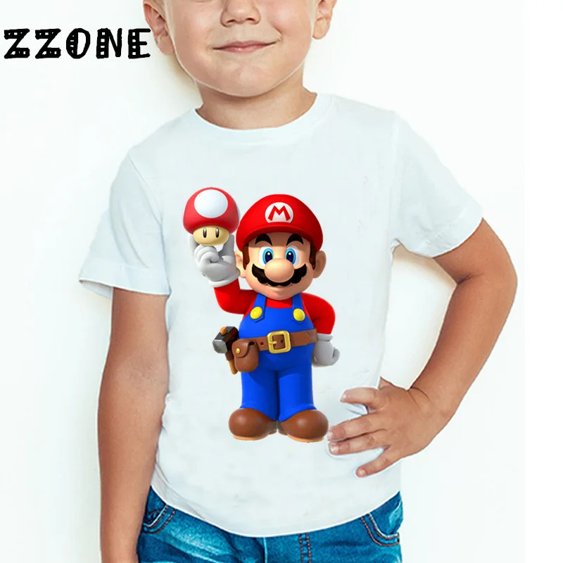 Модная футболка для маленьких мальчиков и девочек с героями игры «Супер Марио» детские летние топы с короткими рукавами, детская одежда ooo5185