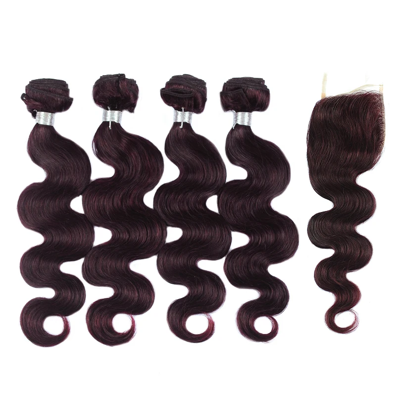 Ienvy Burgundy Colored Peruvian Hair Weave Body Wave Bundles With
