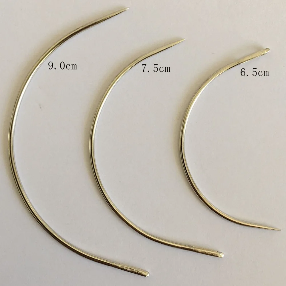 25 шт./пакет 7,5 см C Форма изогнутые вентиляционные иглы, на крючках, косички, игла для протягивания нити волос ткацкая игла