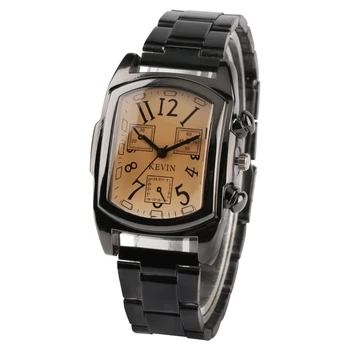 

KEVIN Top Brand Mens Stainless Steel Wristwatches Rectangle Design Dial Casual Fashion Men's Watches Best Gifts reloj