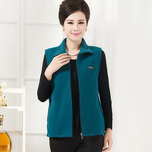 Women fleece vest female autumn and winter middle-aged mother loaded fleece  vest large size