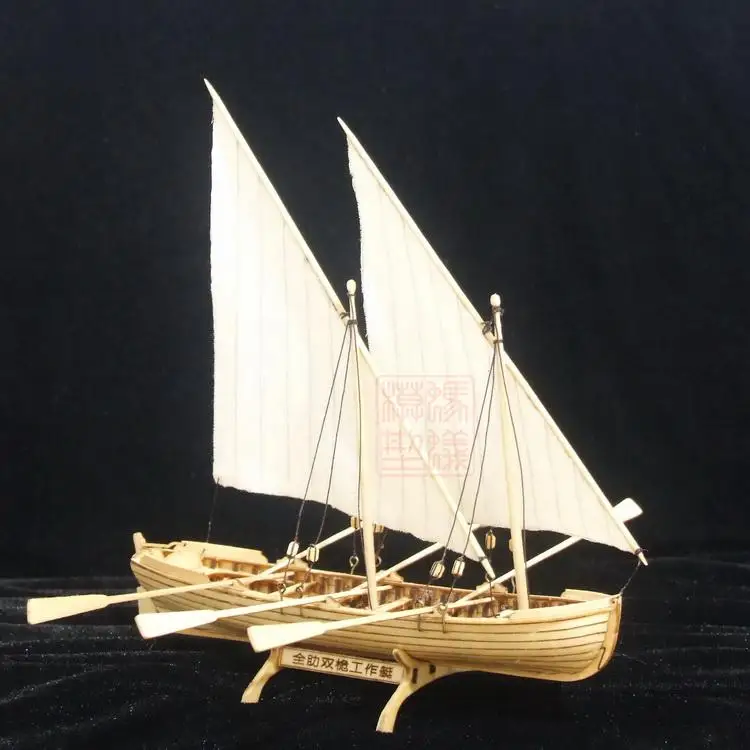Двойной трек масштаб 1/50 спасательная лодка модель корабль Рабочая лодка лазерная резка дерево парусник детские образовательные игрушки