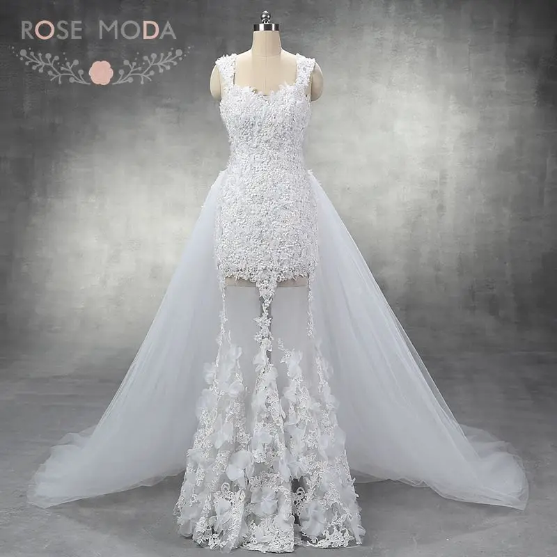 Rose Moda 3d Blume Spitze Boho Hochzeitskleid Durchsichtig Rock Ziel Brautkleider Mit Abnehmbarer Zug 2018 Destination Wedding Dress Boho Wedding Dresssee Through Wedding Dresses Aliexpress