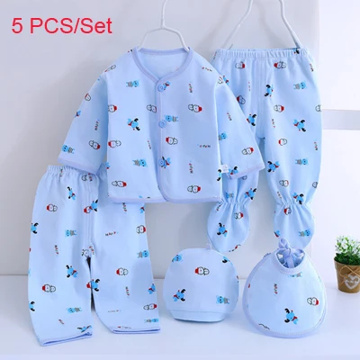 Лидер продаж! 7 шт./компл. хлопок Материал Одежда для новорожденных полный Наборы детской одежды: хлопковая Материал, одежда для малышей, для мальчиков и девочек, одежда для новорожденных - Цвет: Blue01 5 PCS