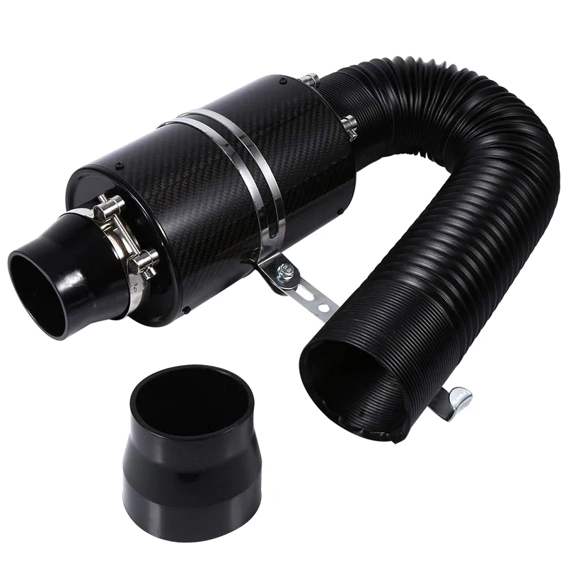 

Universal Carbon Fiber 3" Cold Air Filter Box Feed Enclosed Induction Intake Kit Fit for Most of Cars