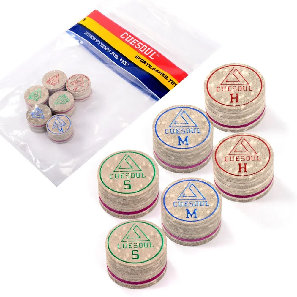 

CUESOUL Mix Hardness14mm 10 Layer Japan Pigskin Billiard Cue Tips Pool Cue Tip, 6 Pieces/Set, FREE DELIVERY